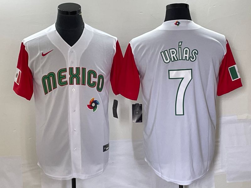 Men 2023 World Cub Mexico #7 Urias White white Nike MLB Jersey13